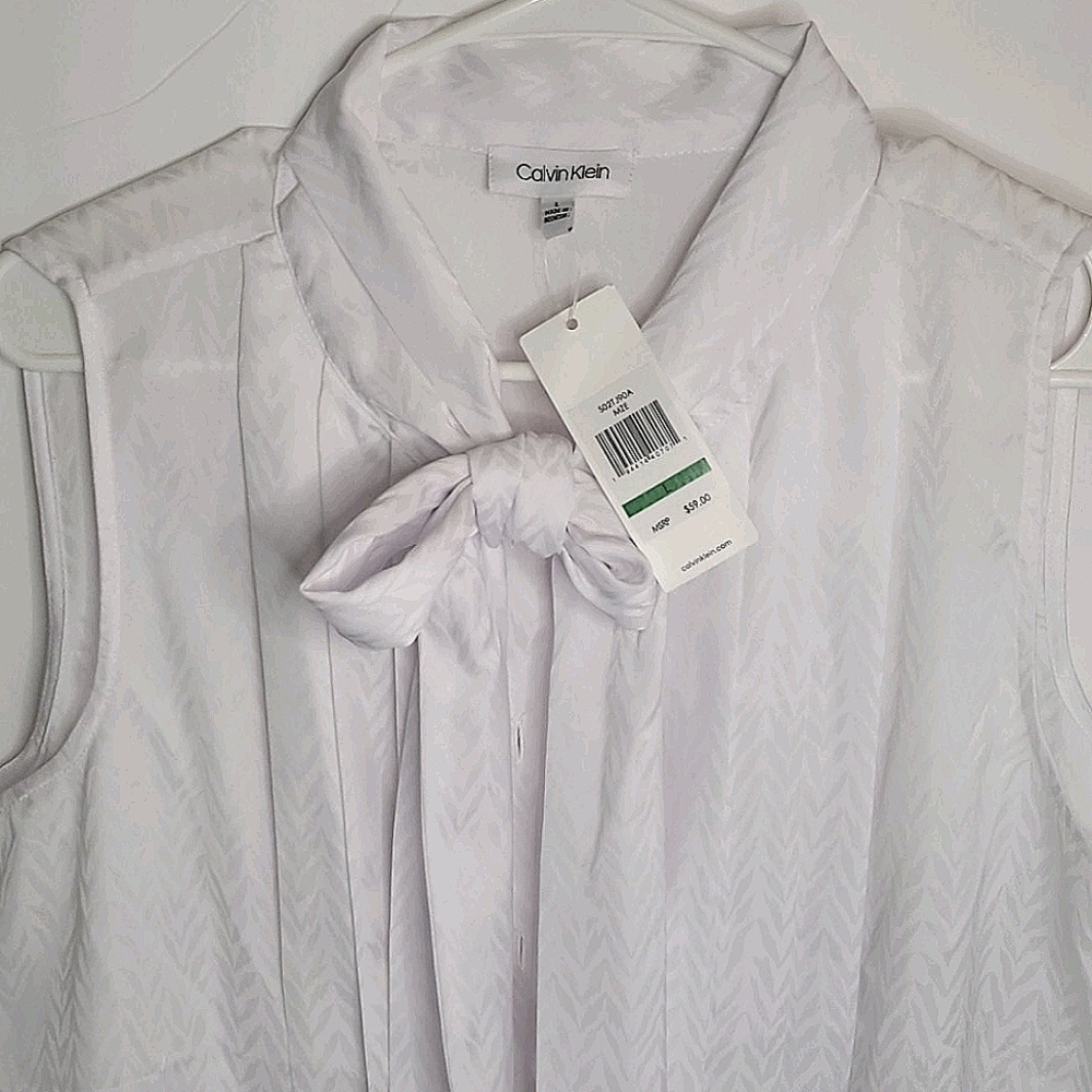 Calvin Klein Sleeveless Top White Front Bow